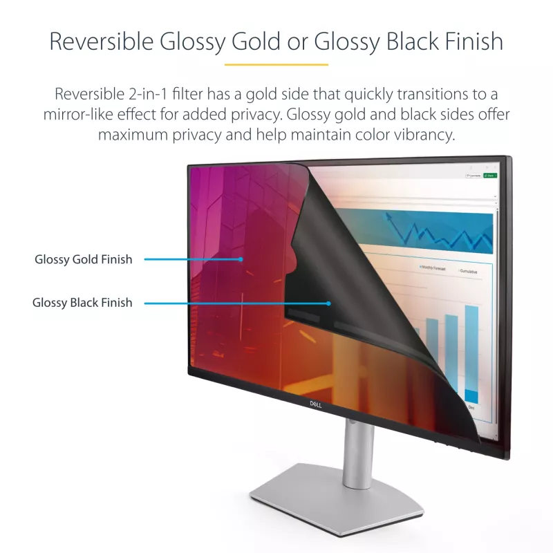 StarTech.com 23,8-calowa 16:9 Złota folia prywatyzująca do monitora, odwracalny filtr o zwiększonej prywatności, błyszczący filtr ochronny do komputera, odłączana osłona ekranu, +/- 30 stopni
