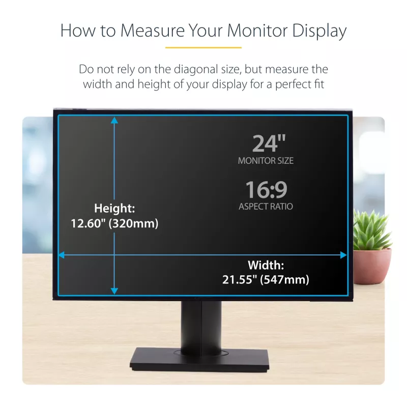 StarTech.com 24-calowy 16:9 filtr prywatyzujący do monitora komputerowego, wiszący filtr akrylowy, szybka instalacja, osłona bezpieczeństwa, ochraniacz ekranu monitora, kąt widzenia +/- 30°, połysk