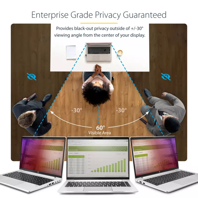 StarTech.com 14-calowy filtr prywatyzacyjny do laptopów 16:9, odwracalny filtr w kolorze złotym o zwiększonej prywatności, filtr bezpieczeństwa komputera, zdejmowalna osłona/ekran ochronny, +/- 30°