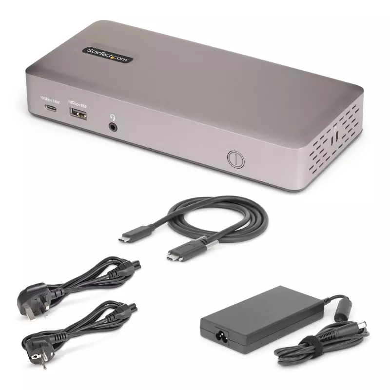 StarTech.com Stacja dokująca USB4 z potrójnym monitorem, 4K 60Hz HDMI lub DisplayPort, ładowanie laptopa 100 W, 2,5 GbE, wielomonitorowa stacja dokująca USB-C, bezsterownikowa