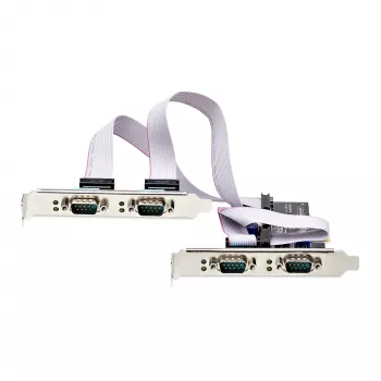 Karta PCIe z 4 portami szeregowymi StarTech.com, karta szeregowa PCI Express na RS232/RS422/RS485 (DB9) z czterema portami, w zestawie niskoprofilowy wspornik, UART 16C1050, Windows/Linux, zgodność z TAA – ochrona ESD poziomu 4