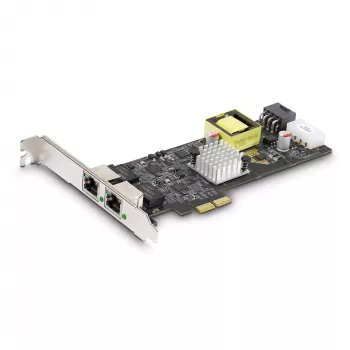 StarTech.com 2-portowa karta sieciowa 2,5Gbps NBASE-T PoE, dwuportowa Intel I225-V, 802.3af/at PoE+ Multi-Gigabit NIC, serwerowa karta sieciowa PCI Express, zasilana LP4/8-pin przez PCIe
