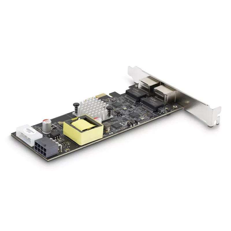 StarTech.com 2-portowa karta sieciowa 2,5Gbps NBASE-T PoE, dwuportowa Intel I225-V, 802.3af/at PoE+ Multi-Gigabit NIC, serwerowa karta sieciowa PCI Express, zasilana LP4/8-pin przez PCIe