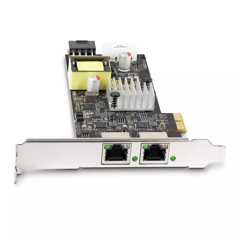 StarTech.com 2-portowa karta sieciowa 2,5Gbps NBASE-T PoE, dwuportowa Intel I225-V, 802.3af/at PoE+ Multi-Gigabit NIC, serwerowa karta sieciowa PCI Express, zasilana LP4/8-pin przez PCIe