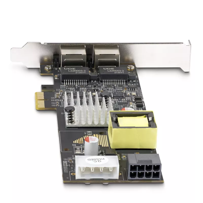 StarTech.com 2-portowa karta sieciowa 2,5Gbps NBASE-T PoE, dwuportowa Intel I225-V, 802.3af/at PoE+ Multi-Gigabit NIC, serwerowa karta sieciowa PCI Express, zasilana LP4/8-pin przez PCIe