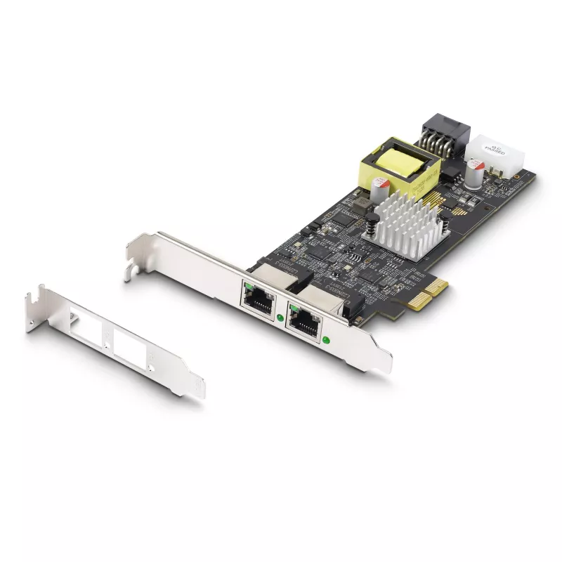 StarTech.com 2-portowa karta sieciowa 2,5Gbps NBASE-T PoE, dwuportowa Intel I225-V, 802.3af/at PoE+ Multi-Gigabit NIC, serwerowa karta sieciowa PCI Express, zasilana LP4/8-pin przez PCIe