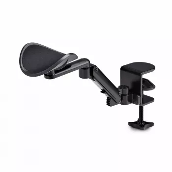 StarTech.com Regulowany podłokietnik do biurka, Ergonomiczne podparcie ramienia/łokcia, obrót 360°, montaż zaciskowy/bez wiercenia, czarny