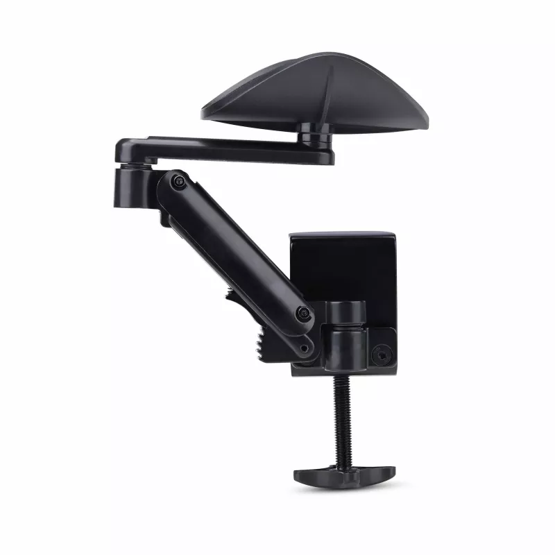 StarTech.com Regulowany podłokietnik do biurka, Ergonomiczne podparcie ramienia/łokcia, obrót 360°, montaż zaciskowy/bez wiercenia, czarny