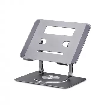 StarTech.com Obrotowa podstawka pod laptopa, 360°, ergonomiczny podnośnik biurkowy do komputera, podwyższona półka z regulowanym pochyleniem, maks. 5 kg, aluminiowa konstrukcja, przenośna