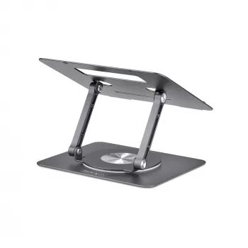 StarTech.com Obrotowa podstawka pod laptopa, 360°, ergonomiczny podnośnik biurkowy do komputera, podwyższona półka z regulowanym pochyleniem, maks. 5 kg, aluminiowa konstrukcja, przenośna