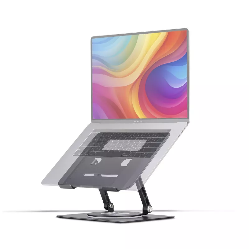 StarTech.com Obrotowa podstawka pod laptopa, 360°, ergonomiczny podnośnik biurkowy do komputera, podwyższona półka z regulowanym pochyleniem, maks. 5 kg, aluminiowa konstrukcja, przenośna