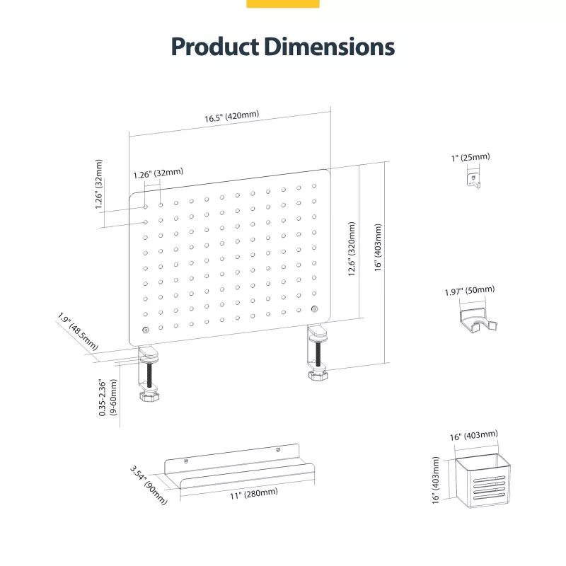 StarTech.com 1612B-DESK-PEGBOARD zestaw organizerów biurkowych 1 szt.