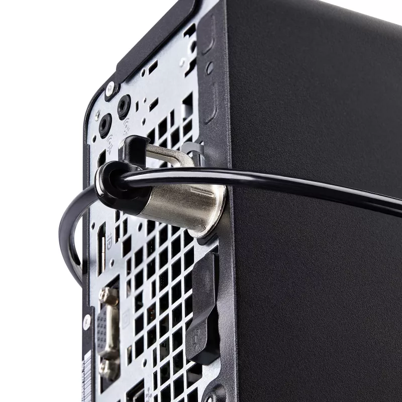 StarTech.com Zestaw blokad do laptopa/komputera stacjonarnego i urządzeń peryferyjnych, zabezpieczenie antykradzieżowe, gniazdo K-Slot, stalowa linka 9,8 stopy (3 m), 3 urządzenia, resetowalna blokada 4-cyfrowa – TAA