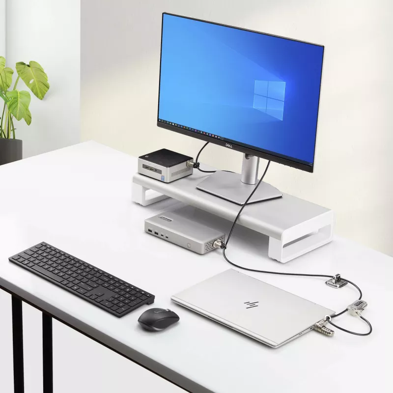 StarTech.com Zestaw blokad do laptopa/komputera stacjonarnego i urządzeń peryferyjnych, zabezpieczenie antykradzieżowe, gniazdo K-Slot, stalowa linka 9,8 stopy (3 m), 3 urządzenia, resetowalna blokada 4-cyfrowa – TAA