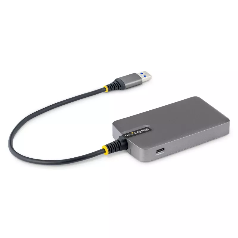 StarTech.com 4-portowy hub USB-A, 5 Gb/s, zasilany z magistrali, USB-A do 4x USB-A z pomocniczym wejściem zasilania USB-C, kabel hosta 1 ft/30 cm, przenośny hub USB do komputerów stacjonarnych/laptopów