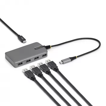 StarTech.com 4-Port USB-C Hub, 5Gbps, Bus Powered, USB C to 4x USB-A Hub z USB-C Auxiliary Power Input, 1ft/30cm Host kabel, Portable Desktop/Laptop USB Hub