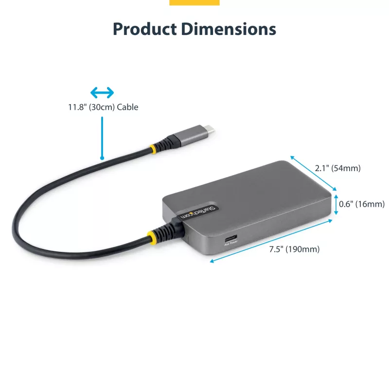 StarTech.com 4-Port USB-C Hub, 5Gbps, Bus Powered, USB C to 4x USB-A Hub z USB-C Auxiliary Power Input, 1ft/30cm Host kabel, Portable Desktop/Laptop USB Hub