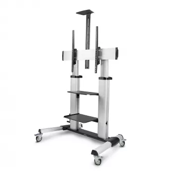 StarTech.com Rolling TV Cart/Stand On Wheels For 60-100inch płaski Screens Up To 220lb (100kg), Height Adjustment via Hand Crank, Mobile/Portable Trolley Mount