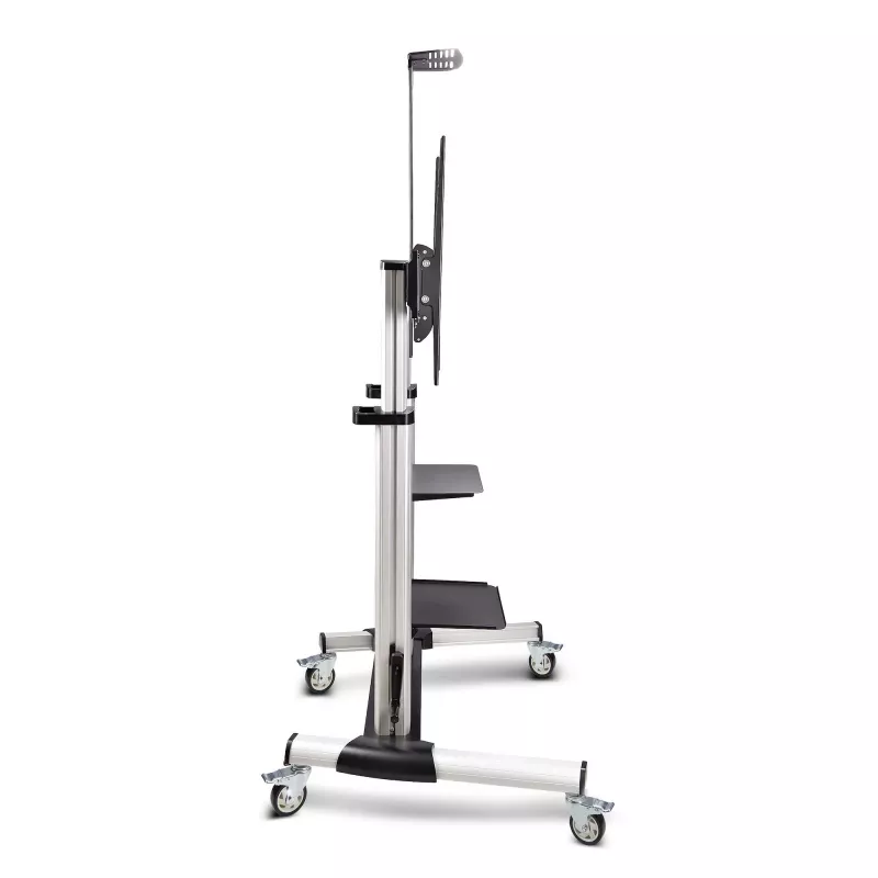 StarTech.com Rolling TV Cart/Stand On Wheels For 60-100inch płaski Screens Up To 220lb (100kg), Height Adjustment via Hand Crank, Mobile/Portable Trolley Mount