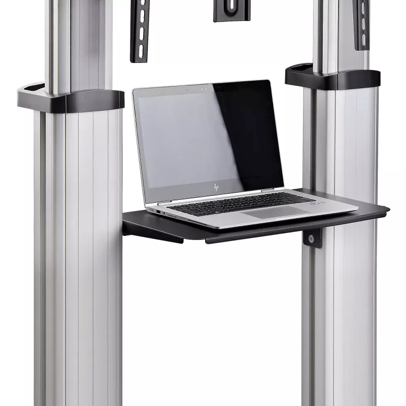 StarTech.com Rolling TV Cart/Stand On Wheels For 60-100inch płaski Screens Up To 220lb (100kg), Height Adjustment via Hand Crank, Mobile/Portable Trolley Mount