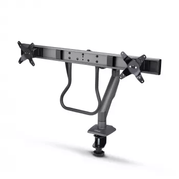 StarTech.com Dwupunktowe ramię do monitorów z poprzeczką, montaż do biurka, do monitorów do 27 cali, VESA 75x75/100x100, maks. 33 funty/15 kg, zacisk C, w pełni przegubowe, sprężyna mechaniczna, TAA
