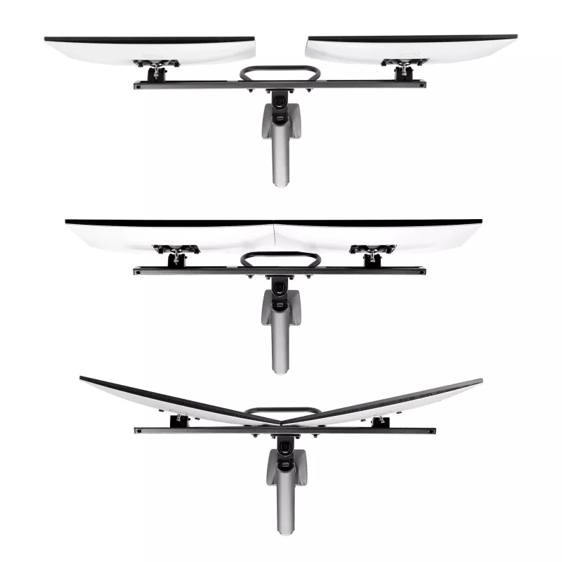 StarTech.com Dwupunktowe ramię do monitorów z poprzeczką, montaż do biurka, do monitorów do 27 cali, VESA 75x75/100x100, maks. 33 funty/15 kg, zacisk C, w pełni przegubowe, sprężyna mechaniczna, TAA