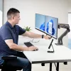 StarTech.com Dwupunktowe ramię do monitorów z poprzeczką, montaż do biurka, do monitorów do 27 cali, VESA 75x75/100x100, maks. 33 funty/15 kg, zacisk C, w pełni przegubowe, sprężyna mechaniczna, TAA