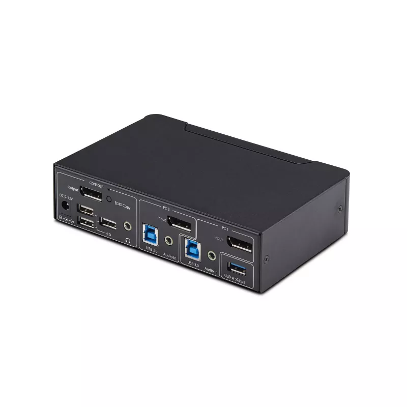 StarTech.com 2-portowy przełącznik KVM DisplayPort, 4K 60 Hz, DP 1.2, zarządzanie EDID, 2-portowy koncentrator USB 3.0, 4 porty USB HID, zgodny z TAA