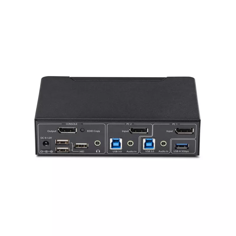 StarTech.com 2-portowy przełącznik KVM DisplayPort, 4K 60 Hz, DP 1.2, zarządzanie EDID, 2-portowy koncentrator USB 3.0, 4 porty USB HID, zgodny z TAA