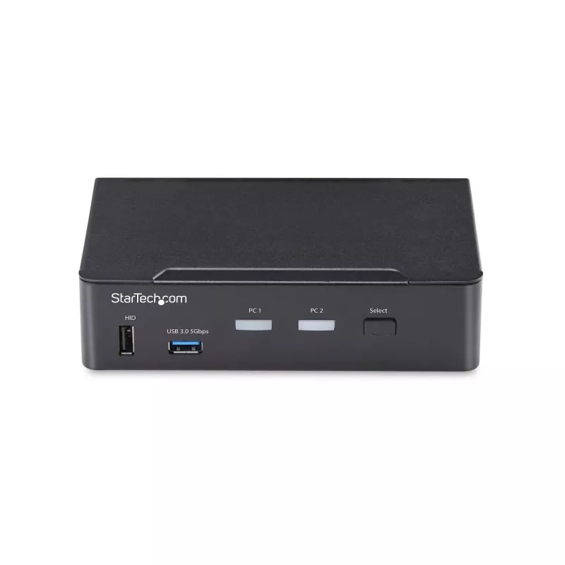 StarTech.com 2-portowy przełącznik KVM DisplayPort, 4K 60 Hz, DP 1.2, zarządzanie EDID, 2-portowy koncentrator USB 3.0, 4 porty USB HID, zgodny z TAA