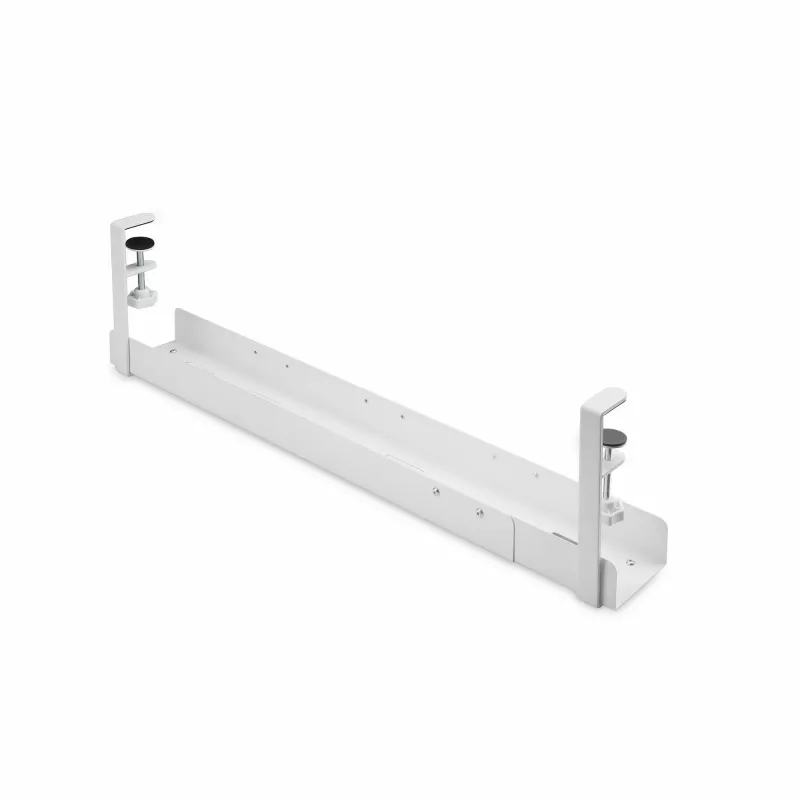StarTech.com Under Desk kabel Management Tray, Length Adjustable kabel Organizer, Clamp-On Installation, No Drilling Required, Power Bar Holder, biały