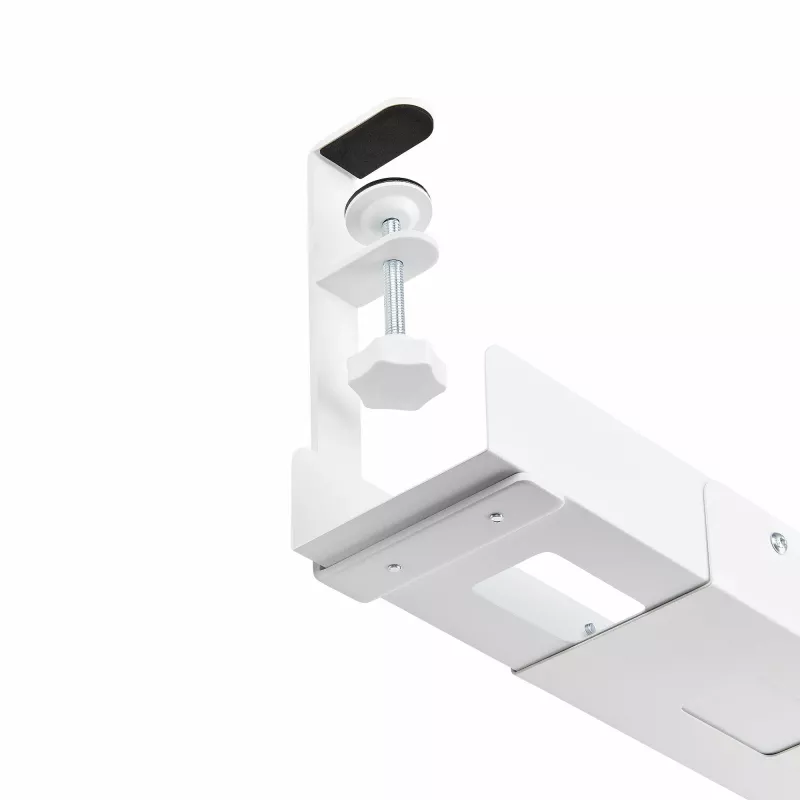 StarTech.com Under Desk kabel Management Tray, Length Adjustable kabel Organizer, Clamp-On Installation, No Drilling Required, Power Bar Holder, biały