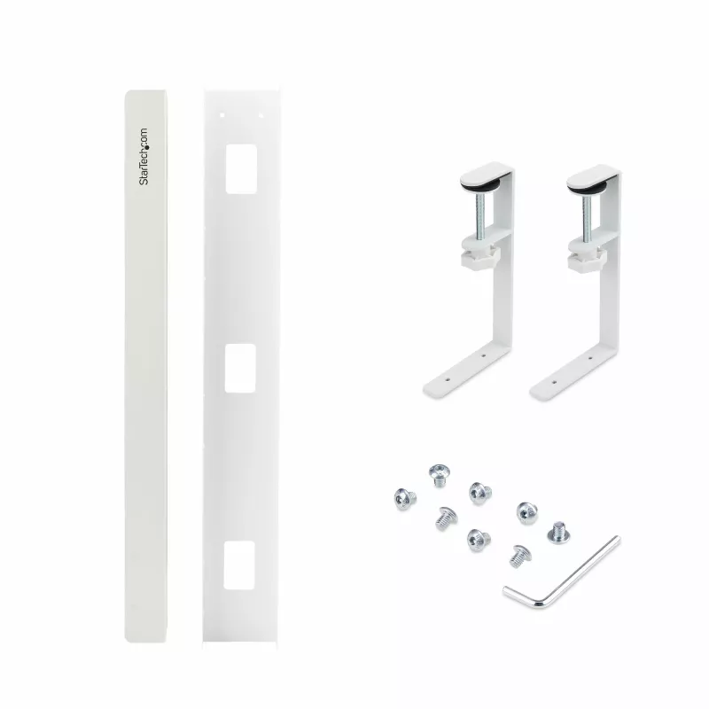 StarTech.com Under Desk kabel Management Tray, Length Adjustable kabel Organizer, Clamp-On Installation, No Drilling Required, Power Bar Holder, biały
