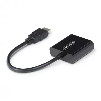 StarTech.com Adapter HDMI na VGA, aktywny konwerter wideo do laptopa/komputera stacjonarnego, 1920x1080 (1080p), źródło HDMI do monitora/wyświetlacza/projektora VGA