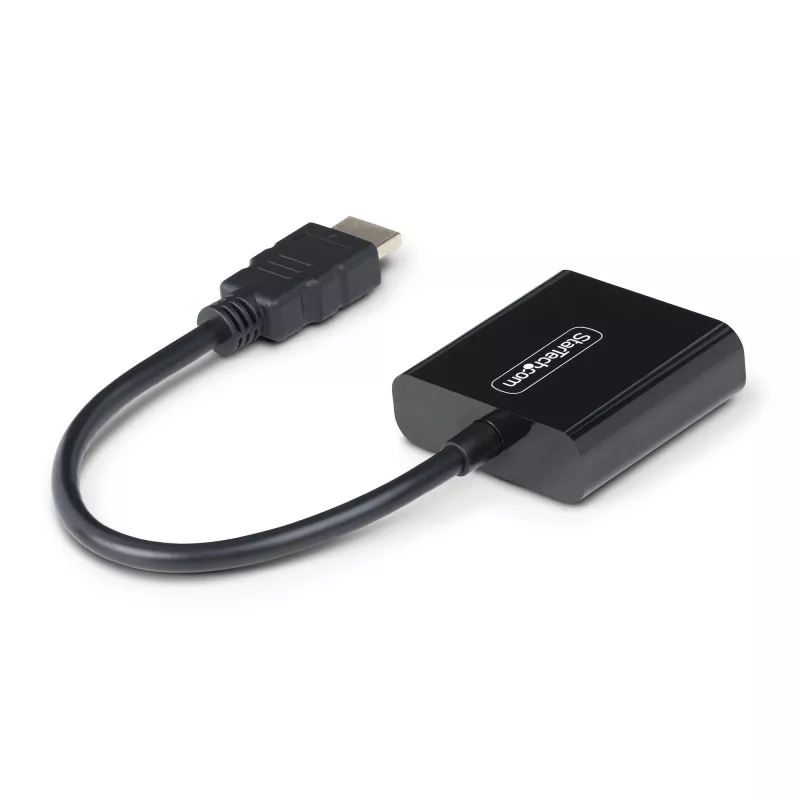 StarTech.com Adapter HDMI na VGA, aktywny konwerter wideo do laptopa/komputera stacjonarnego, 1920x1080 (1080p), źródło HDMI do monitora/wyświetlacza/projektora VGA