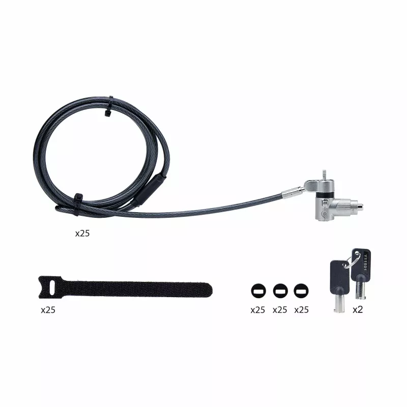 StarTech.com 25-Pack Universal Laptop Lock 6.6ft, Keyed Alike Locking kabel, Security kabel, Kompatybilny w/Noble Wedge®/Nano/K-Slot, Anti-Theft Cut-Resistant kabel