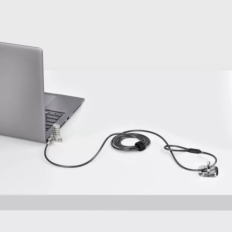 StarTech.com 25-Pack Universal Laptop Lock 6.6ft (2m), Serializowana linka zabezpieczająca do notebooka, kompatybilna z Noble Wedge®/Nano/K-Slot, linka z zamkiem szyfrowym bezkluczykowa - TAA