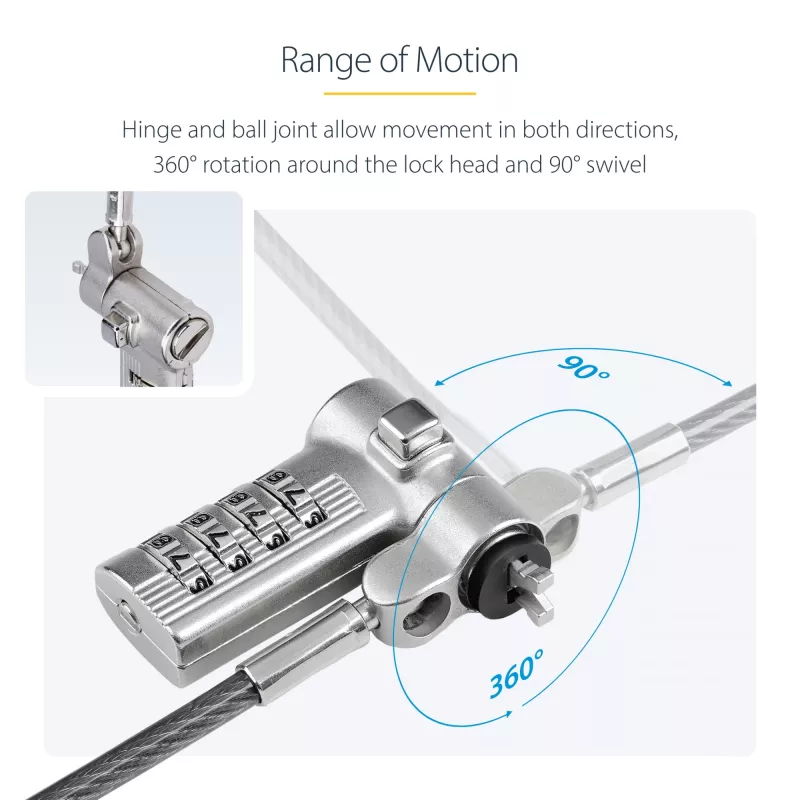 StarTech.com 25-Pack Universal Laptop Lock 6.6ft (2m), Serializowana linka zabezpieczająca do notebooka, kompatybilna z Noble Wedge®/Nano/K-Slot, linka z zamkiem szyfrowym bezkluczykowa - TAA
