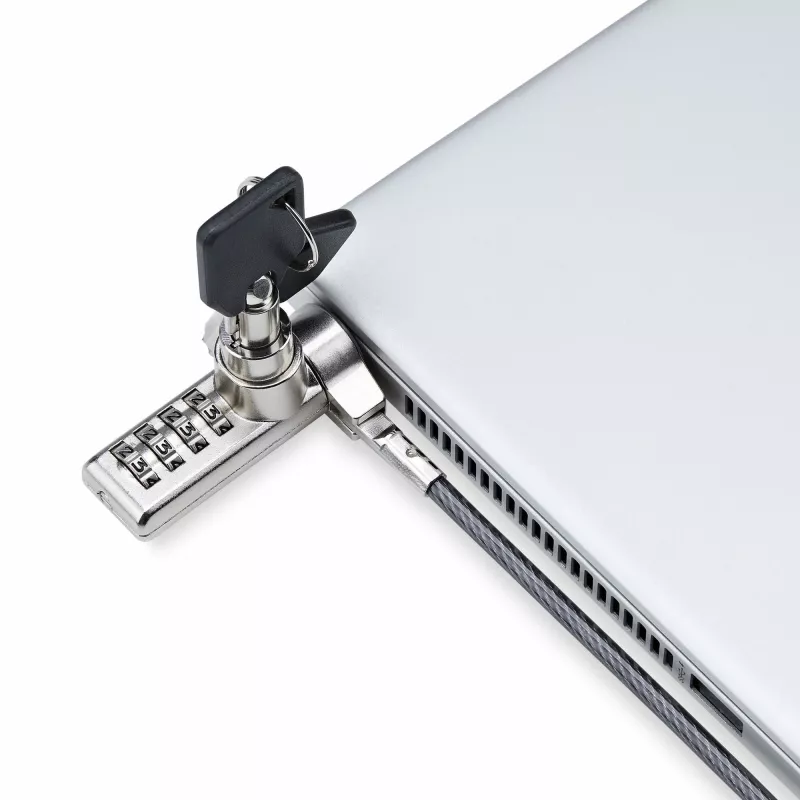StarTech.com 10-Pack Dual-Access Laptop Lock, 6.5ft (2m) Keyed Alike and Combination Security kabel Lock for K-Slot Devices, Computer Anti-Theft Steel kabel