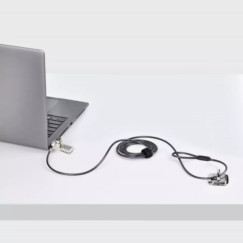 StarTech.com 10-Pack Dual-Access Laptop Lock, 6.5ft (2m) Keyed Alike and Combination Security kabel Lock for K-Slot Devices, Computer Anti-Theft Steel kabel