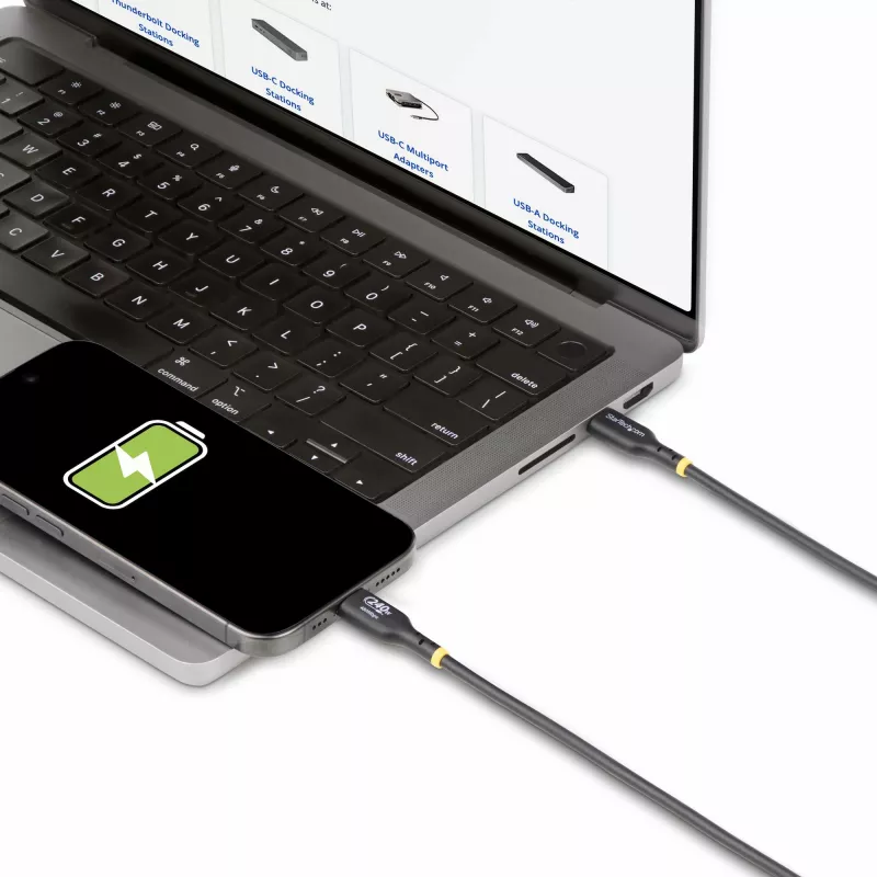 StarTech.com 4m kabel ładujący USB-C, certyfikat USB-IF, 240 W PD EPR, USB 2.0 Type-C przewód do ładowania laptopa, kabel do przesyłania danych USB-C, osłona TPE, M/M