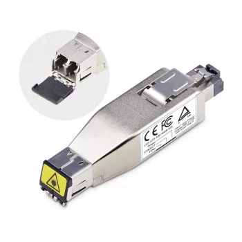StarTech.com Konwerter mediów Gigabit Fiber na RJ45 Ethernet, klucz sprzętowy, optyczny Single-Mode 10 km / Multi-Mode 800 m, zasilanie PoE, kompaktowa konstrukcja, metalowa obudowa, Micro Mini, TAA
