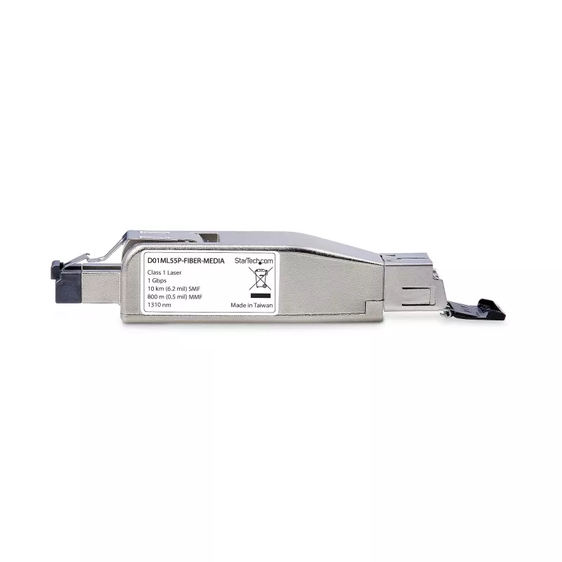 StarTech.com Konwerter mediów Gigabit Fiber na RJ45 Ethernet, klucz sprzętowy, optyczny Single-Mode 10 km / Multi-Mode 800 m, zasilanie PoE, kompaktowa konstrukcja, metalowa obudowa, Micro Mini, TAA