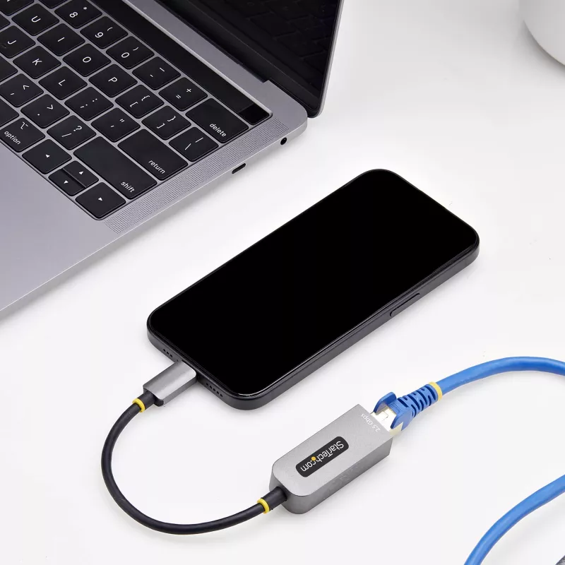 StarTech.com Adapter Ethernet USB-C na 2,5 GbE, kontroler NBASE-T, USB 3.0 Type-C, sieć wieloprędkościowa 2,5/1G, kompatybilny z Thunderbolt, Windows i Mac