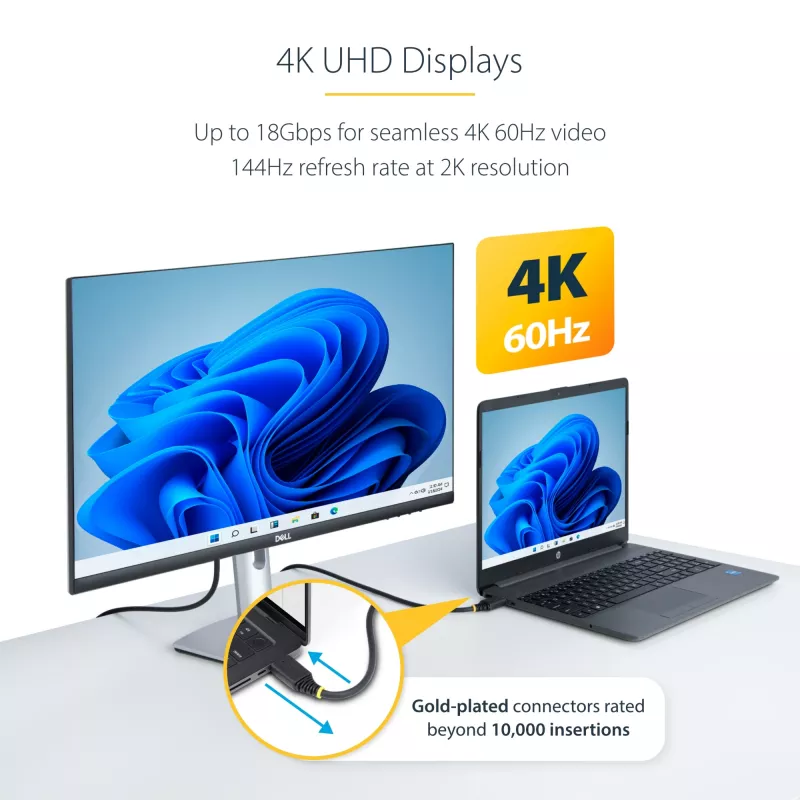 StarTech.com 2m (6.6ft) Premium Certified High Speed HDMI kabel, 4K 60Hz/1440p 144Hz, HDR10/HDCP 2.2/ARC, 18Gbps, UHD HDMI 2.0 Cord for TV/Monitor/Display, TPE Jacket