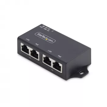 StarTech.com 2-portowy Gigabitowy Midspan PoE+ Injector, 10/100/1000Mbps, PoE+ (802.3af/at), 30W, 1Gbps Ethernet, możliwość montażu na ścianie, niezarządzalny zasilacz PoE inline