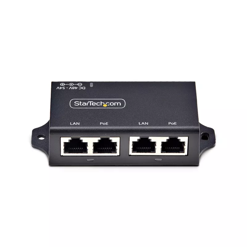 StarTech.com 2-portowy Gigabitowy Midspan PoE+ Injector, 10/100/1000Mbps, PoE+ (802.3af/at), 30W, 1Gbps Ethernet, możliwość montażu na ścianie, niezarządzalny zasilacz PoE inline