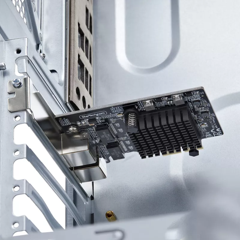 StarTech.com 2-portowa karta sieciowa PCIe 5G Gigabit, karta LAN PCI Express 5G/2,5G/1G/100M/10M, Realtek RTL8126, Windows i Linux, zgodna z TAA