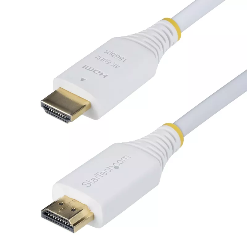 StarTech.com 3 m Premium Certified High Speed HDMI kabel, 4K 60 Hz / 1440p 144 Hz, HDR10 / HDCP 2.2 / ARC, 18 Gb/s, UHD HDMI 2.0 Cord for TV / Monitor / Display, TPE Jacket, biały