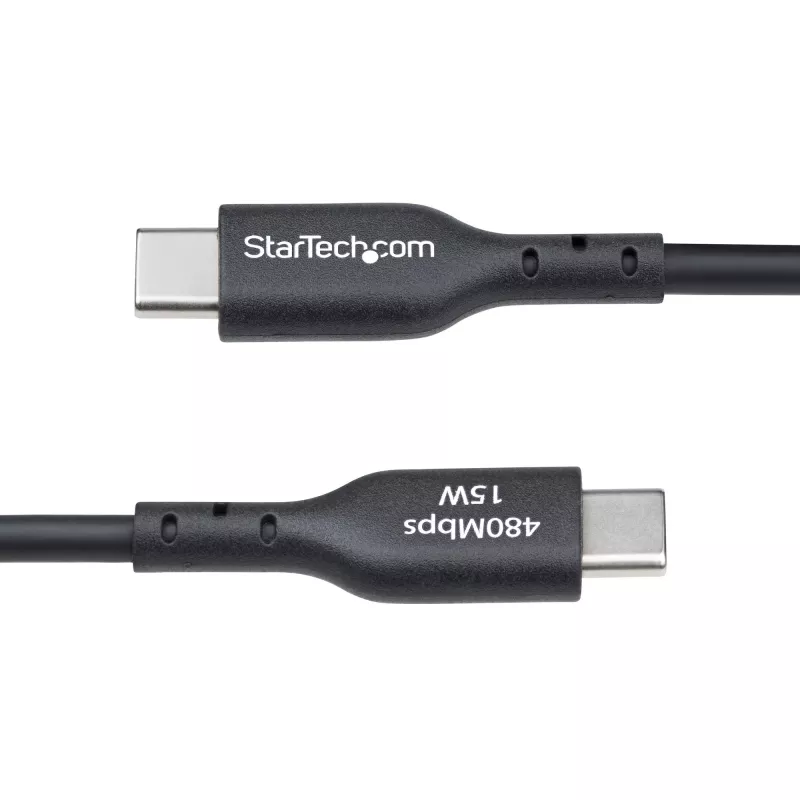 StarTech.com 2 m przewód ładujący USB-A na USB-C, ładowanie i synchronizacja, 3 A, USB 2.0, powłoka TPE - czarny przewód ładujący USB